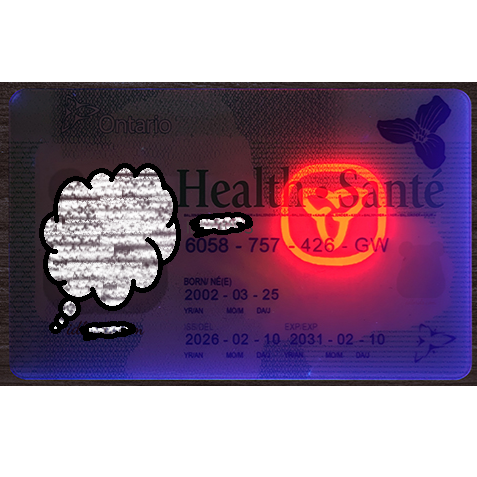 Health card with Ontario