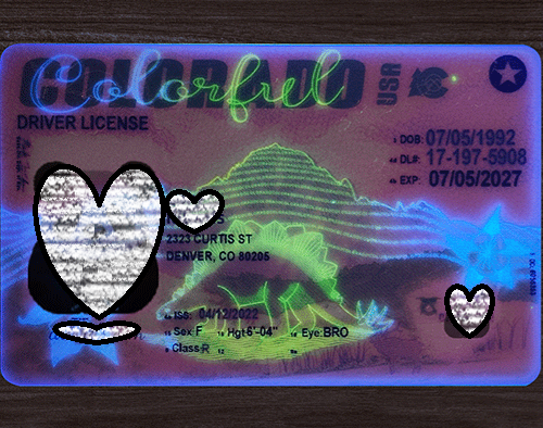 Colorado driver license with UV light