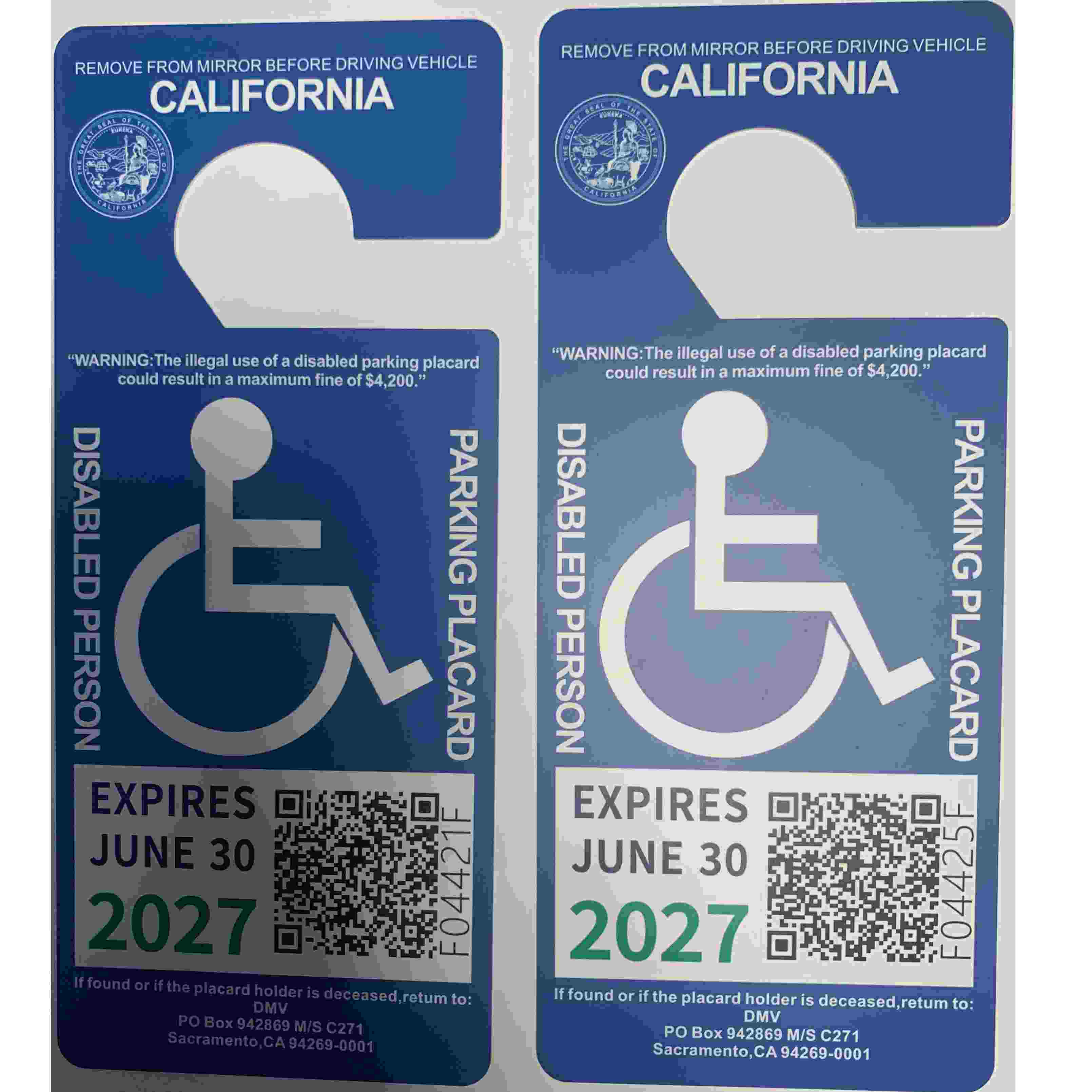 Buy California Disable Person Placard | Scannable | Buy 1 Get 1 free - USA BEST FAKE ID